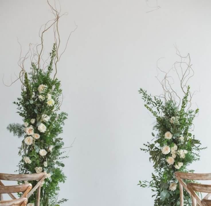 flower and foliage pillar arrangements