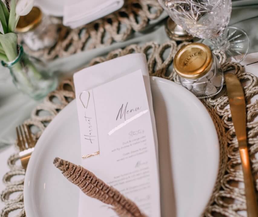 place setting on dining table